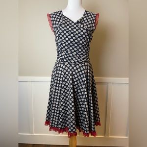 Effie's Heart Dress Lace & Dots Cap Sleeve Navy Red Retro vibes L